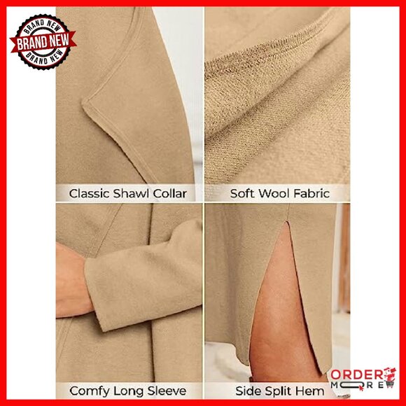 Oversized Cashmere Blend Cardigan Shawl Collar Winter Coatigan - Picture 7 of 8